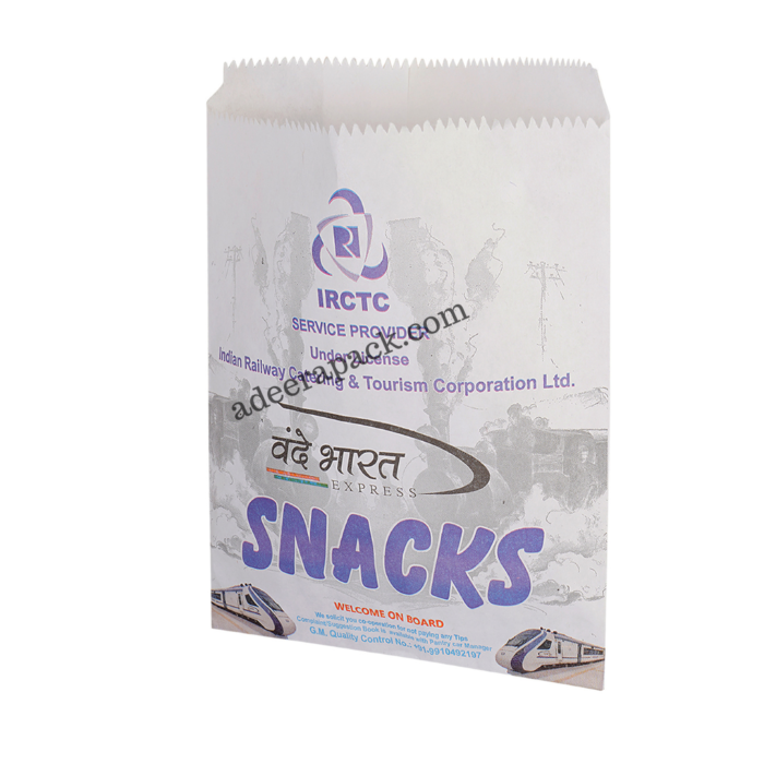 IRCTC printed white paper pouch